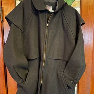 Black Wool Caped Coat by Johnson